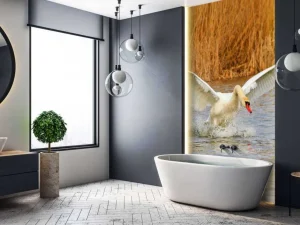 Hot Witte zwaan vliegt weg fotobehang Dieren