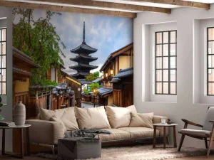 Hot Yasaka Pagoda in de ochtend fotobehang Architectuur