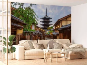Hot Yasaka Pagoda in de ochtend fotobehang Architectuur