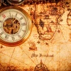 Best Zakhorloge op een wereldkaart fotobehang Gang