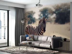 Outlet Zebra in het wild fotobehang Dieren