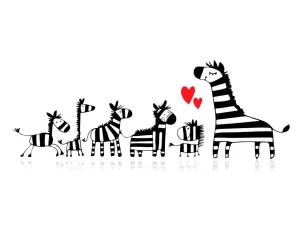 Clearance Zebra moeder met haar kinderen fotobehang Babykamer