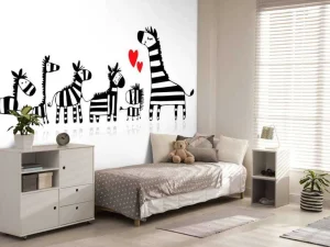 Clearance Zebra moeder met haar kinderen fotobehang Babykamer