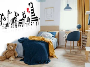 Clearance Zebra moeder met haar kinderen fotobehang Babykamer