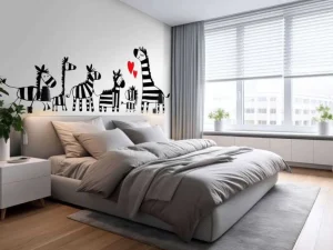 Clearance Zebra moeder met haar kinderen fotobehang Babykamer