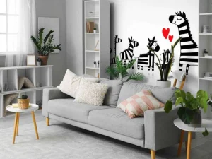 Clearance Zebra moeder met haar kinderen fotobehang Babykamer