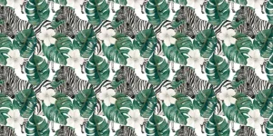 Clearance Zebra's tussen de palmbladeren Kinderkamer