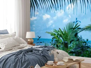 Discount Zee vanuit de jungle fotobehang Bloemen