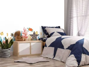 Fashion Zeeleven tekening met een witte achtergrond fotobehang Kinderkamer | Babykamer