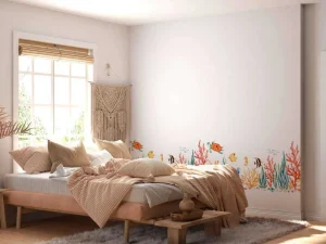 Fashion Zeeleven tekening met een witte achtergrond fotobehang Kinderkamer | Babykamer