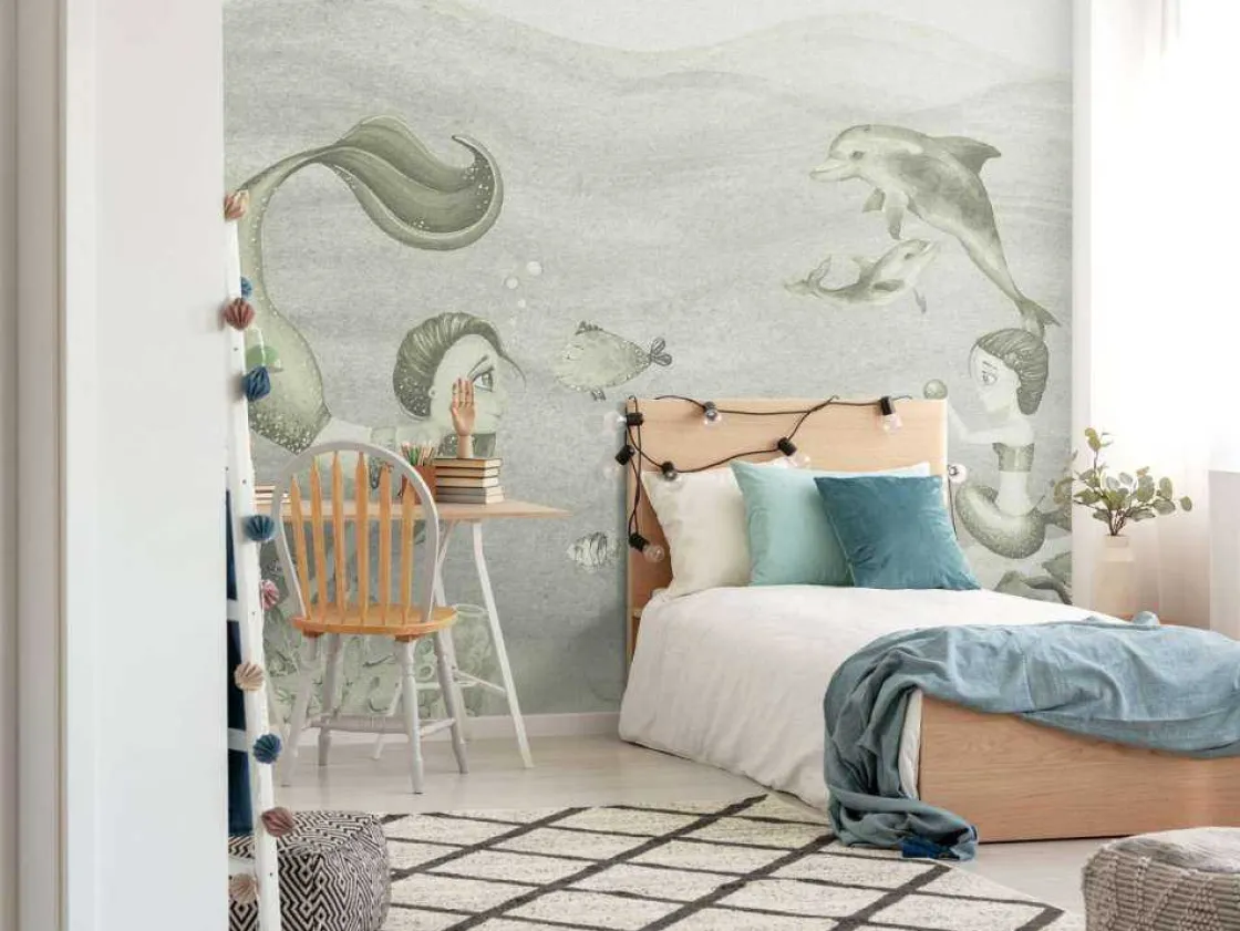zeemeerminnen_wereld_in_g_1.webp Fashion Zeemeerminnen wereld in groen Kinderkamer | Dieren