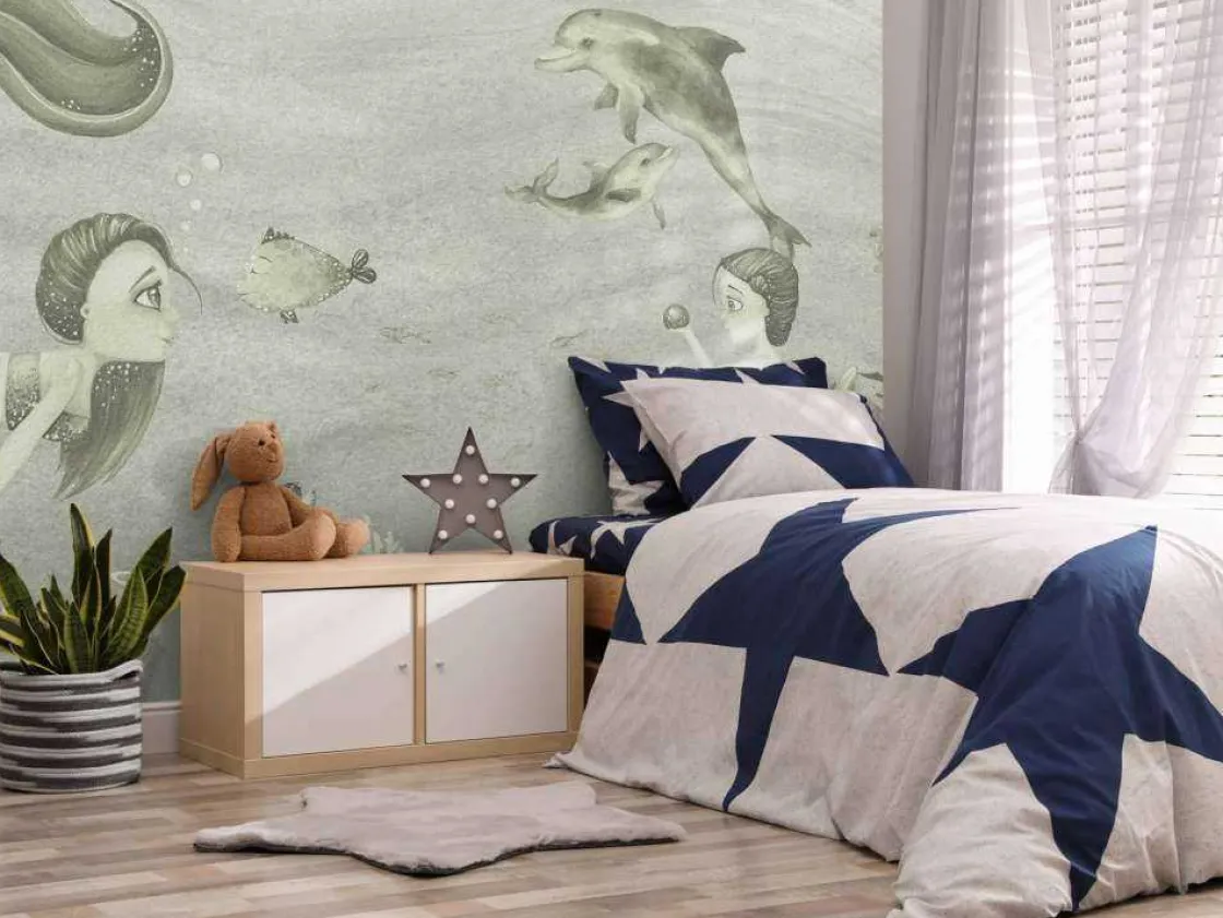zeemeerminnen_wereld_in_g_6.webp Fashion Zeemeerminnen wereld in groen Kinderkamer | Dieren