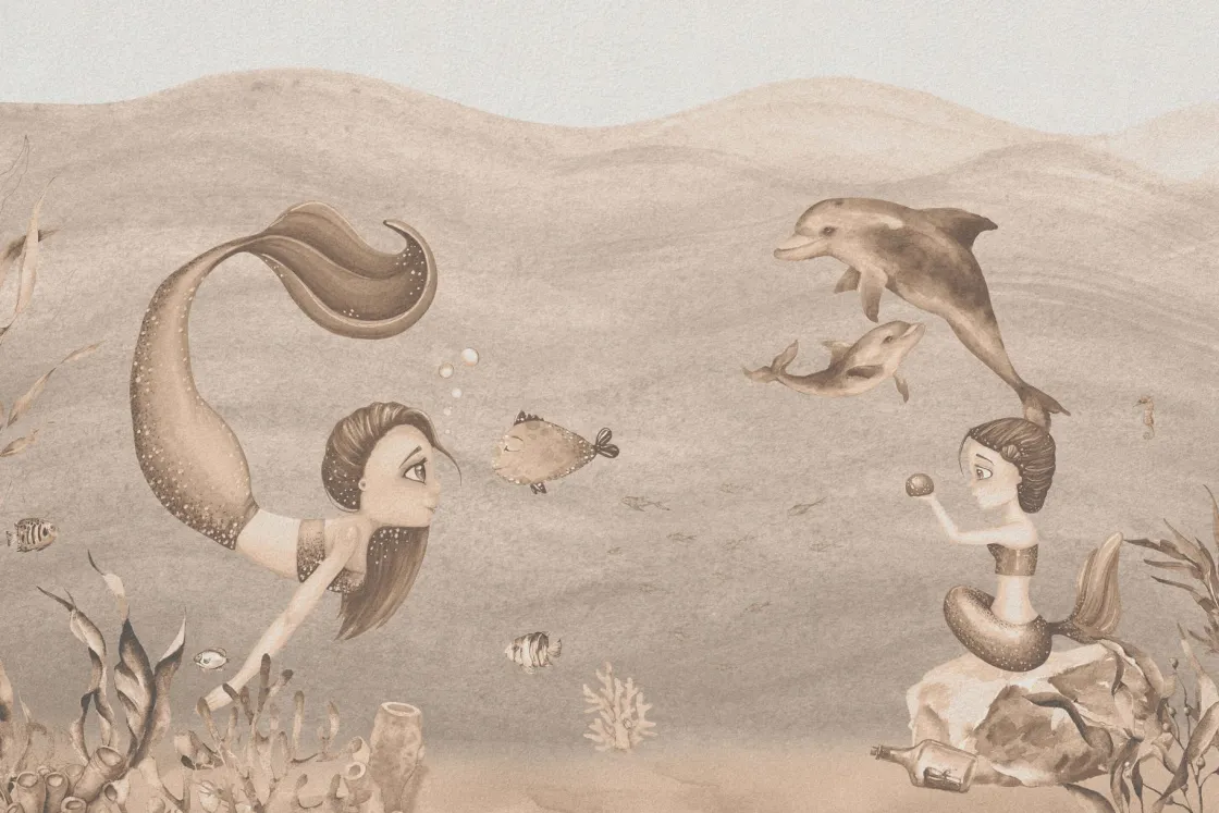 zeemeerminnen_wereld_in_t_0.webp Fashion Zeemeerminnen wereld in taupe Kinderkamer | Dieren