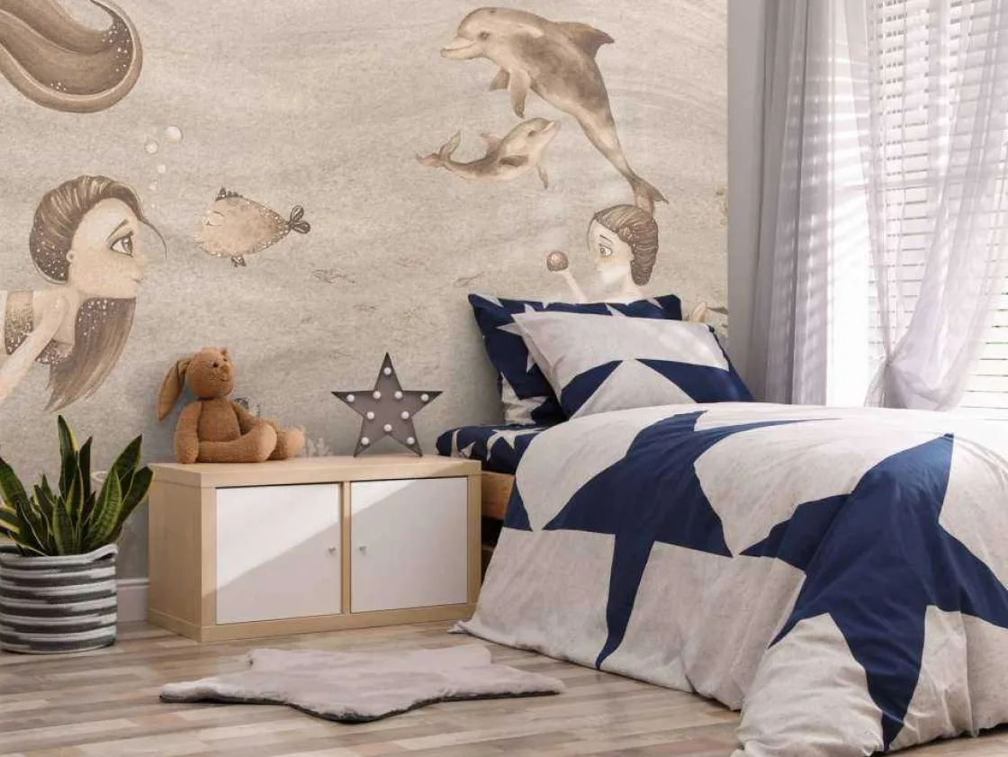 zeemeerminnen_wereld_in_t_1.webp Fashion Zeemeerminnen wereld in taupe Kinderkamer | Dieren