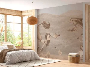 Fashion Zeemeerminnen wereld in taupe Kinderkamer | Dieren