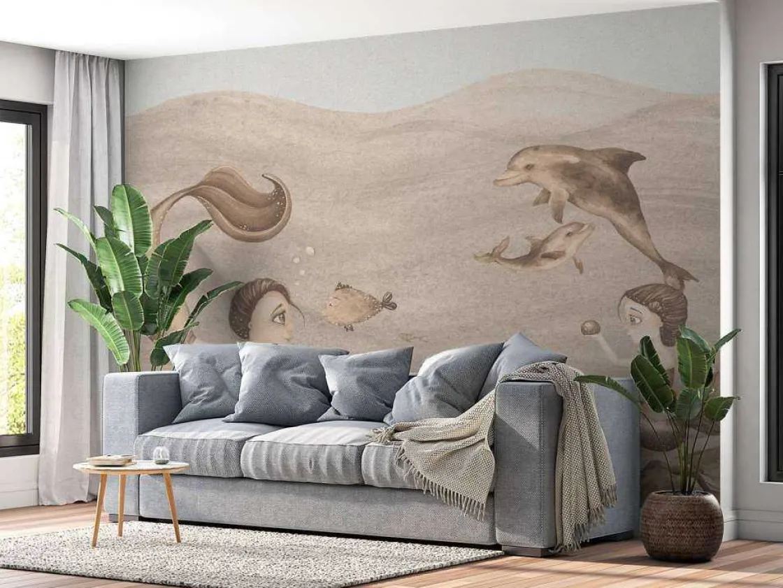 zeemeerminnen_wereld_in_t_9.webp Fashion Zeemeerminnen wereld in taupe Kinderkamer | Dieren