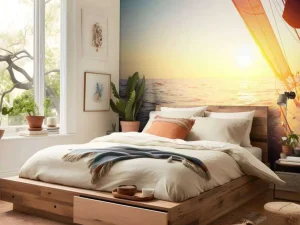 Online Zeilboot bij zonsondergang fotobehang Transport