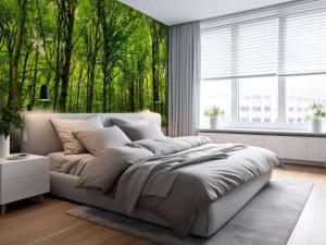 Fashion Zomers bos met doorkomend daglicht fotobehang Bloemen