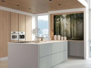 Fashion Zonlicht achter Bomen in Bos fotobehang Bloemen