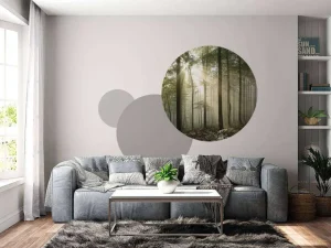 Fashion Zonlicht achter Bomen in Bos fotobehang Bloemen