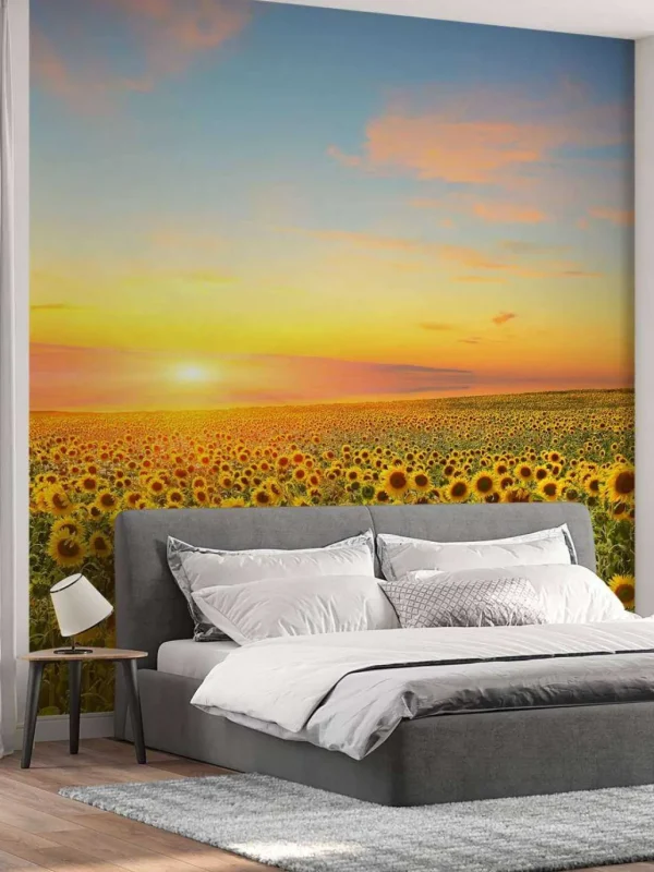 Clearance Zonnebloemen bij zonsondergang fotobehang Bloemen