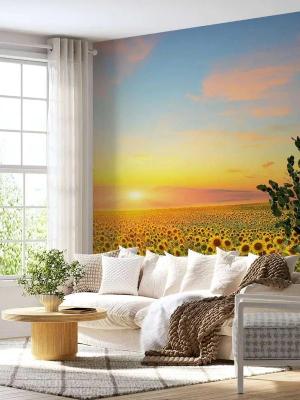 Clearance Zonnebloemen bij zonsondergang fotobehang Bloemen