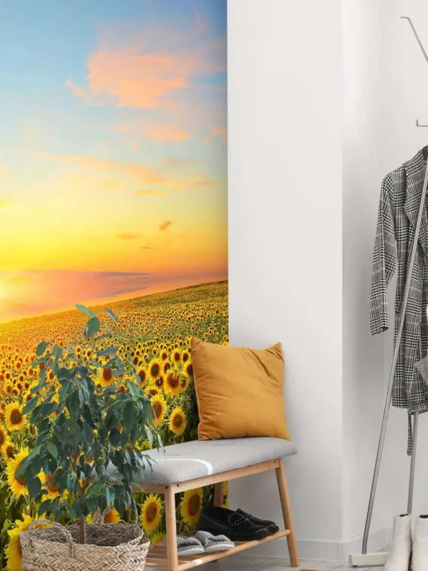 Clearance Zonnebloemen bij zonsondergang fotobehang Bloemen