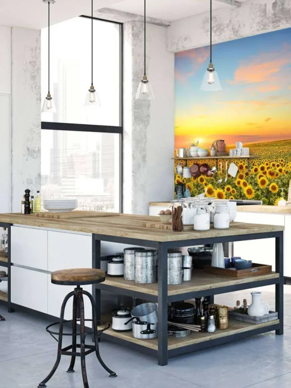 Clearance Zonnebloemen bij zonsondergang fotobehang Bloemen