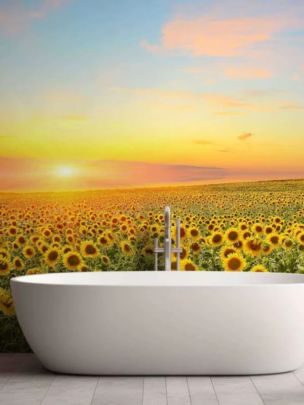 Clearance Zonnebloemen bij zonsondergang fotobehang Bloemen