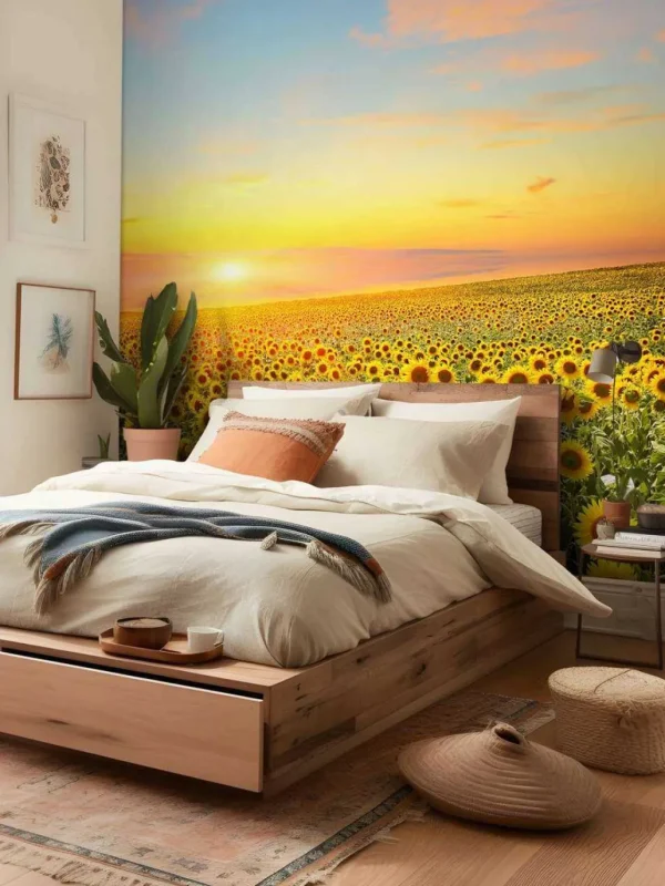 Clearance Zonnebloemen bij zonsondergang fotobehang Bloemen