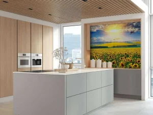 Sale Zonnebloemen Veld met Opkomende Zon fotobehang Bloemen