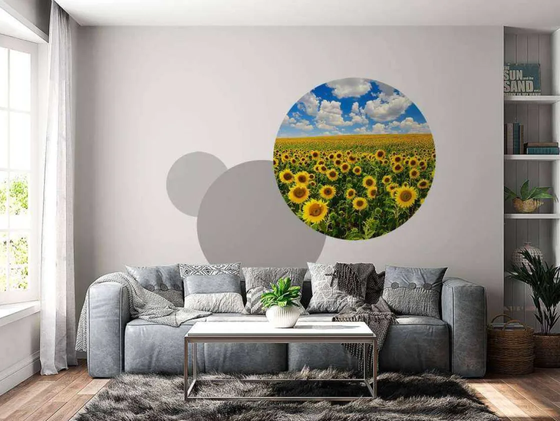 zonnebloemveld_onder_een__5.webp Sale Zonnebloemveld onder een heldere lucht fotobehang Bloemen