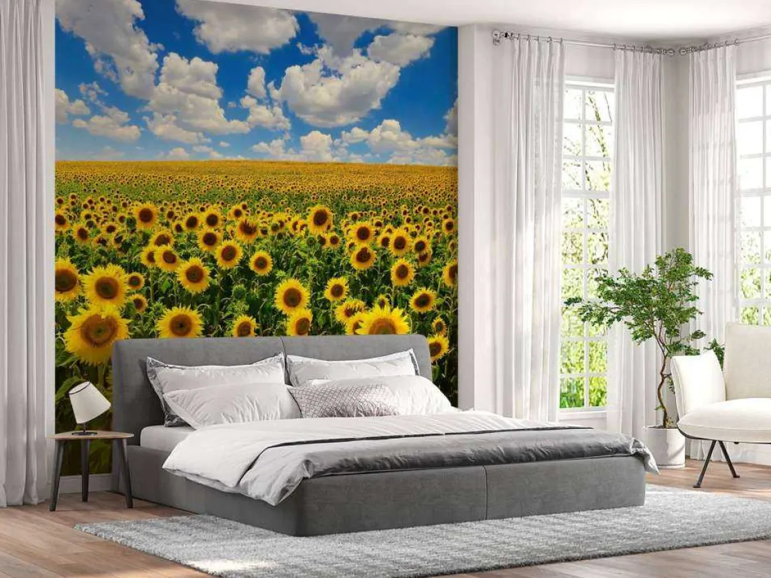zonnebloemveld_onder_een__9.webp Sale Zonnebloemveld onder een heldere lucht fotobehang Bloemen