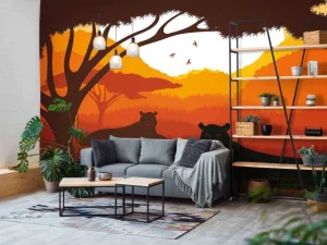 Online Zonsondergang in Afrika fotobehang Kinderkamer | Hobbykamer