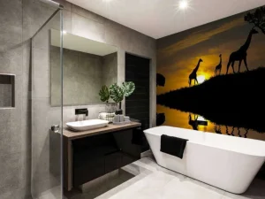 Outlet Zonsondergang in een tropisch gebied fotobehang Dieren