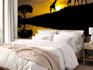 Outlet Zonsondergang in een tropisch gebied fotobehang Dieren