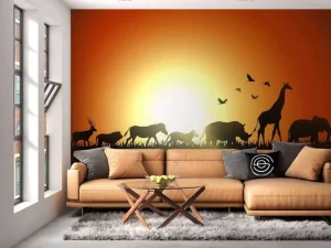 New Zonsondergang in Madagaskar design fotobehang Dieren