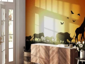 New Zonsondergang in Madagaskar design fotobehang Dieren