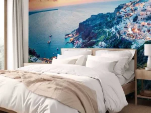 Best Zonsondergang op Santorini fotobehang Architectuur