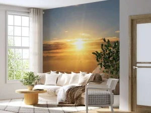 Fashion Zonsondergang vanuit een vliegtuigraam fotobehang Transport
