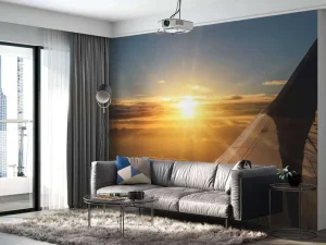 Fashion Zonsondergang vanuit een vliegtuigraam fotobehang Transport