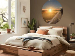 Fashion Zonsondergang vanuit een vliegtuigraam fotobehang Transport