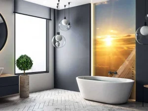 Fashion Zonsondergang vanuit een vliegtuigraam fotobehang Transport
