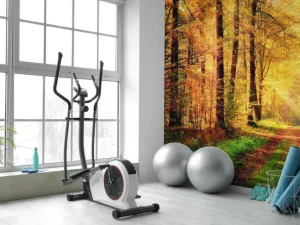 Sale Zonsopkomst in het bos fotobehang Bloemen