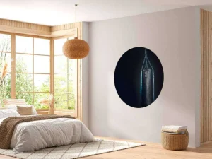 Discount Zwarte bokszak met een blauwe achtergrond fotobehang Sport