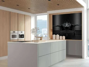 Hot Zwarte F35 in een donkere ruimte fotobehang Tienerkamer | Kinderkamer