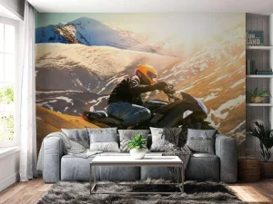 Fashion Zwarte motor in de winter fotobehang Tienerkamer | Transport