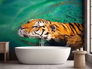 Fashion Zwemmende tijger fotobehang Dieren