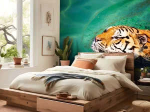 Fashion Zwemmende tijger fotobehang Dieren